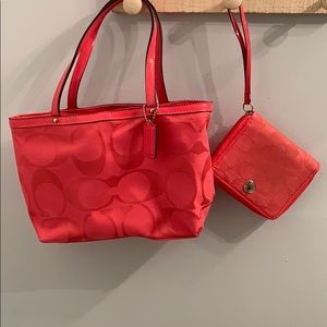 Coach bag with matching wallet